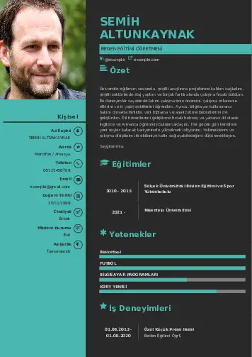 Beden Eğitimi Öğretmeni CV Örnekleri cv indir
